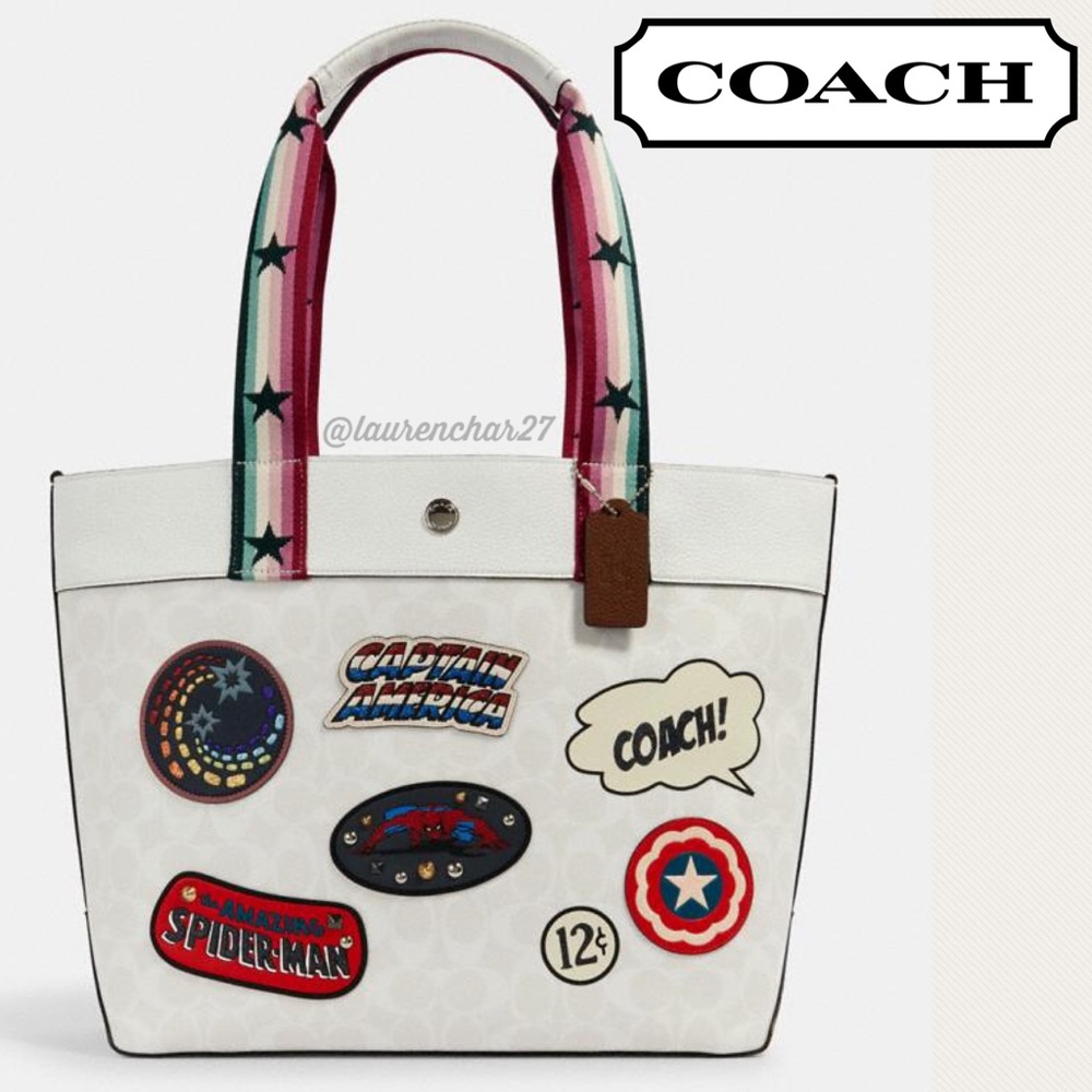 COACH MARVEL Tote Comic Patches Bag Jes Purse NEW - Picture 4 of 17